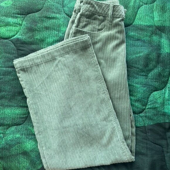 Corduroy Wide Leg Retro High Rise Foreve 21 Pants Womens Small Green Pockets y2k - Picture 1 of 13